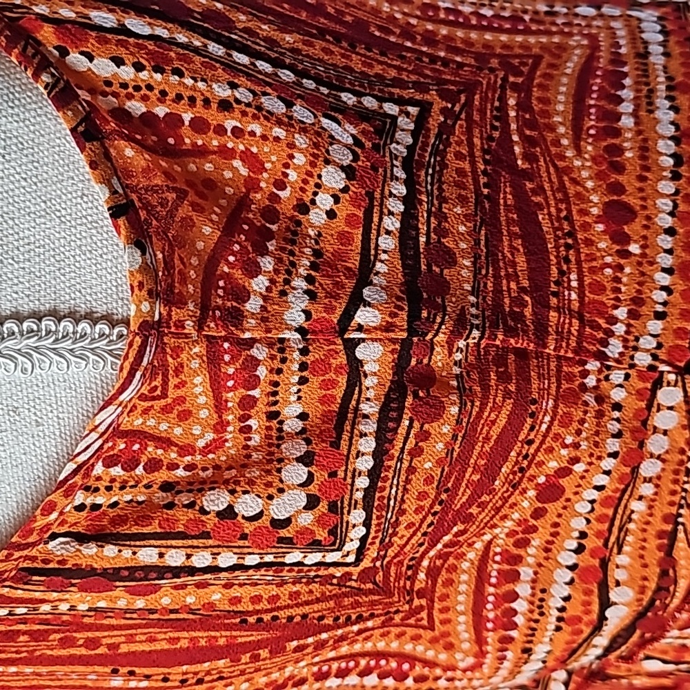 IDEOLOGY ETC. ORANGE AND RED 100% SILK V NECK TANK TOP - Picture 4 of 12